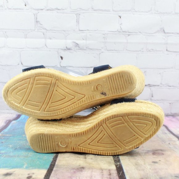 Lisa B. Black Leather Ankle Strap Espadrilles Wedge Sandals EU 40 US 9 - Picture 9 of 9